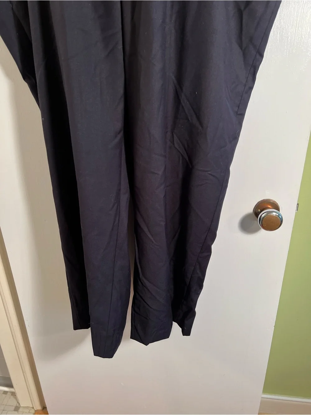 Mazari Men’s Size 50L Trousers Dress Pants Flat Front Navy Blue Polyester Rayon
